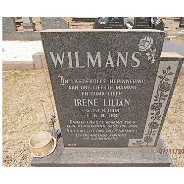 WILMANS Irene Lilian 1909-1981
