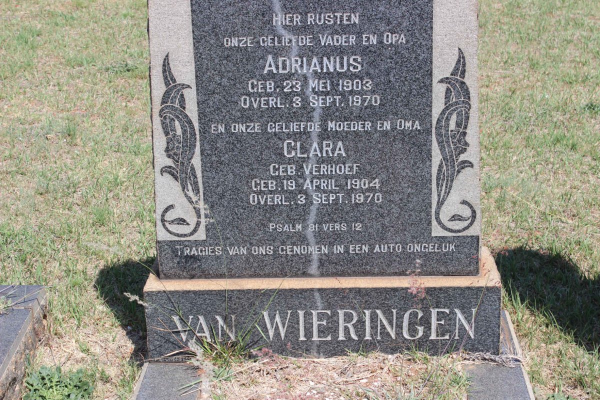 WIERINGEN Adrianus, van 1903-1970 &amp; Clara VERHOEF 1904-1970