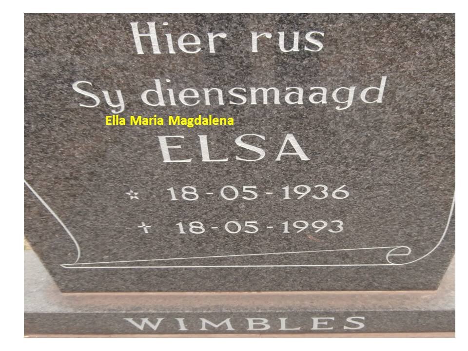 WIMBLES Ella Maria Magdalena 1936-1993