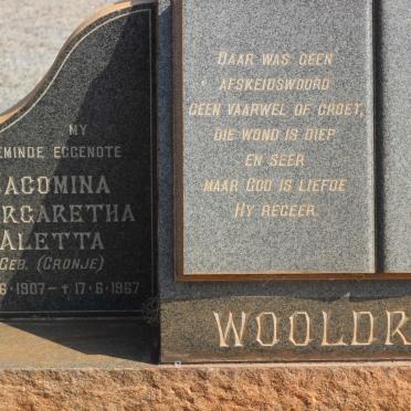 WOOLDRIDGE Jacomina Margaretha Aletta nee CRONJE 1907-1967