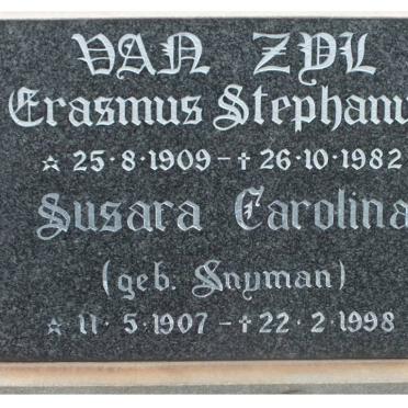 ZYL Erasmus Stephanus, van 1909-1982 &amp; Susara Carolina SNYMAN 1907-1998