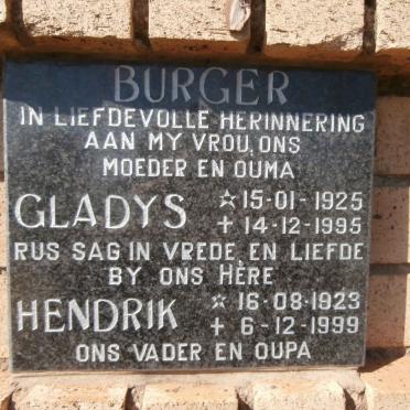 BURGER Hendrik 1923-1999 &amp; Gladys 1925-1995