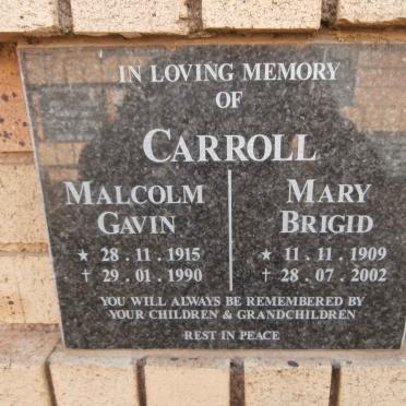 CARROLL Malcolm Gavin 1915-1990 &amp; Mary Brigid 1909-2002