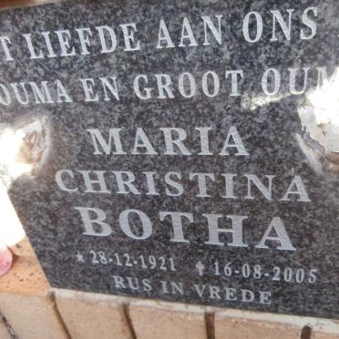 BOTHA Maria Christina 1921-2005