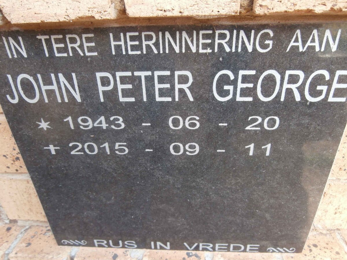 GEORGE John Peter 1943-2015