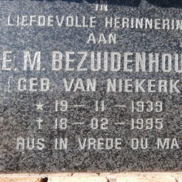 BEZUIDENHOUT E.M. nee VAN NIEKERK 1939-1995