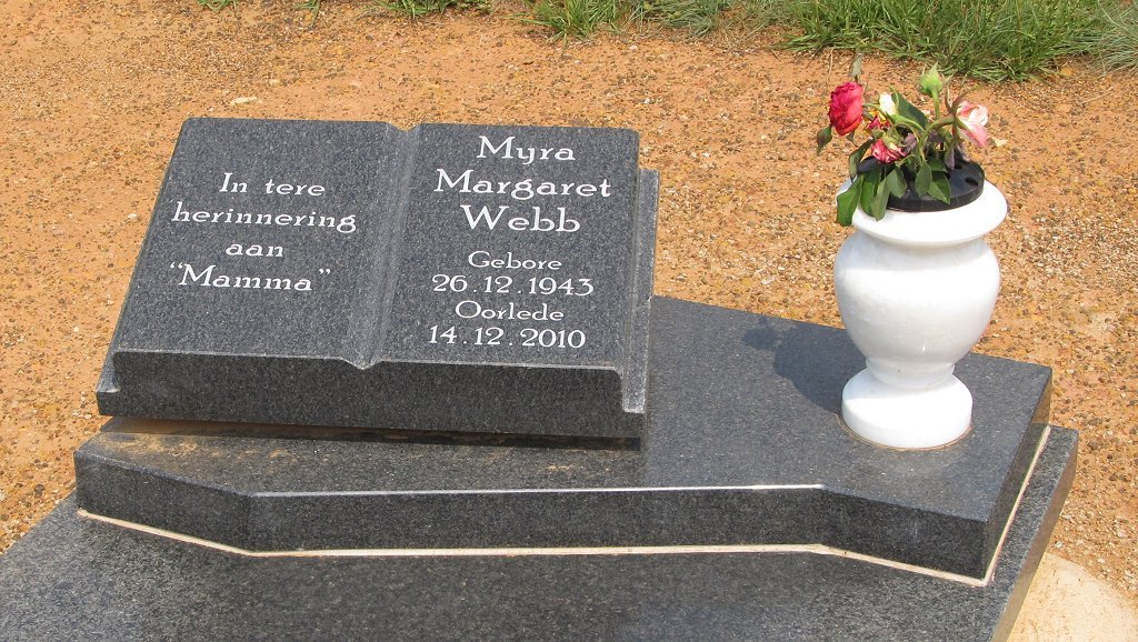 WEBB Myra Margaret 1943-2010