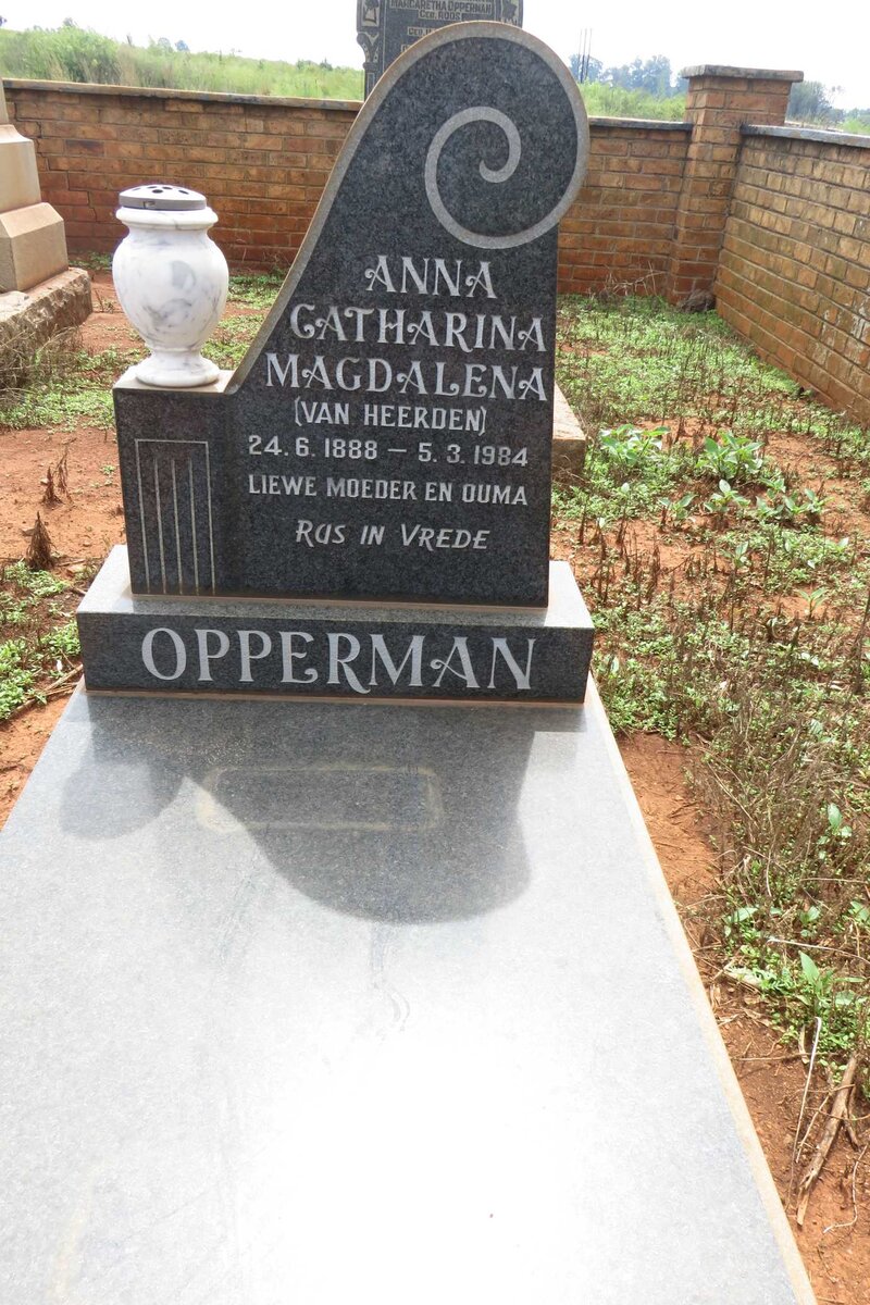 OPPERMAN Anna Catharina Magdalena nee VAN HEERDEN 1888-1984