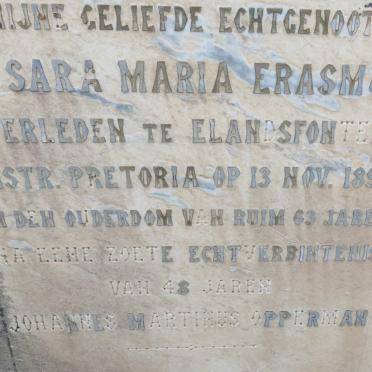 OPPERMAN Johannes Martinus 1830-1906 &amp; Susara Maria ERASMUS -1898