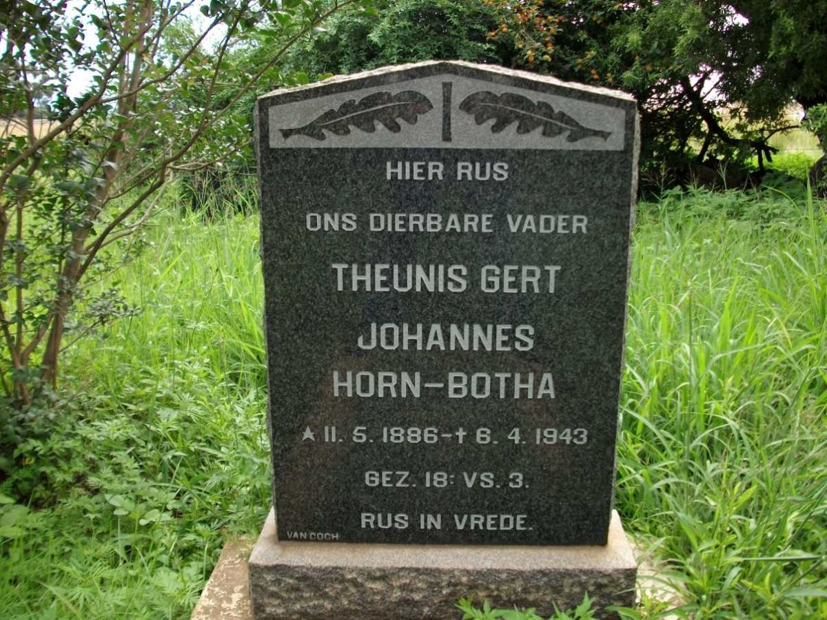 BOTHA Theunis Gert Johannes, Horn 1886-1943