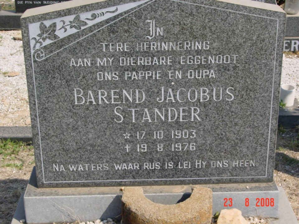 STANDER Barend Jacobus 1903-1976