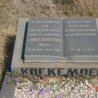 KOEKEMOER Jienie Christina nee ROOS 1905-1986