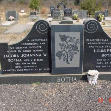 BOTHA Louis Petrus 1901-1997 &amp; Jacoba Johanna W. VAN DEN BERG 1904-1982