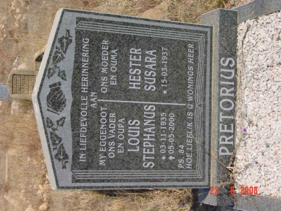 PRETORIUS Louis Stephanus 1935-2000 &amp; Hester Susara 1937-