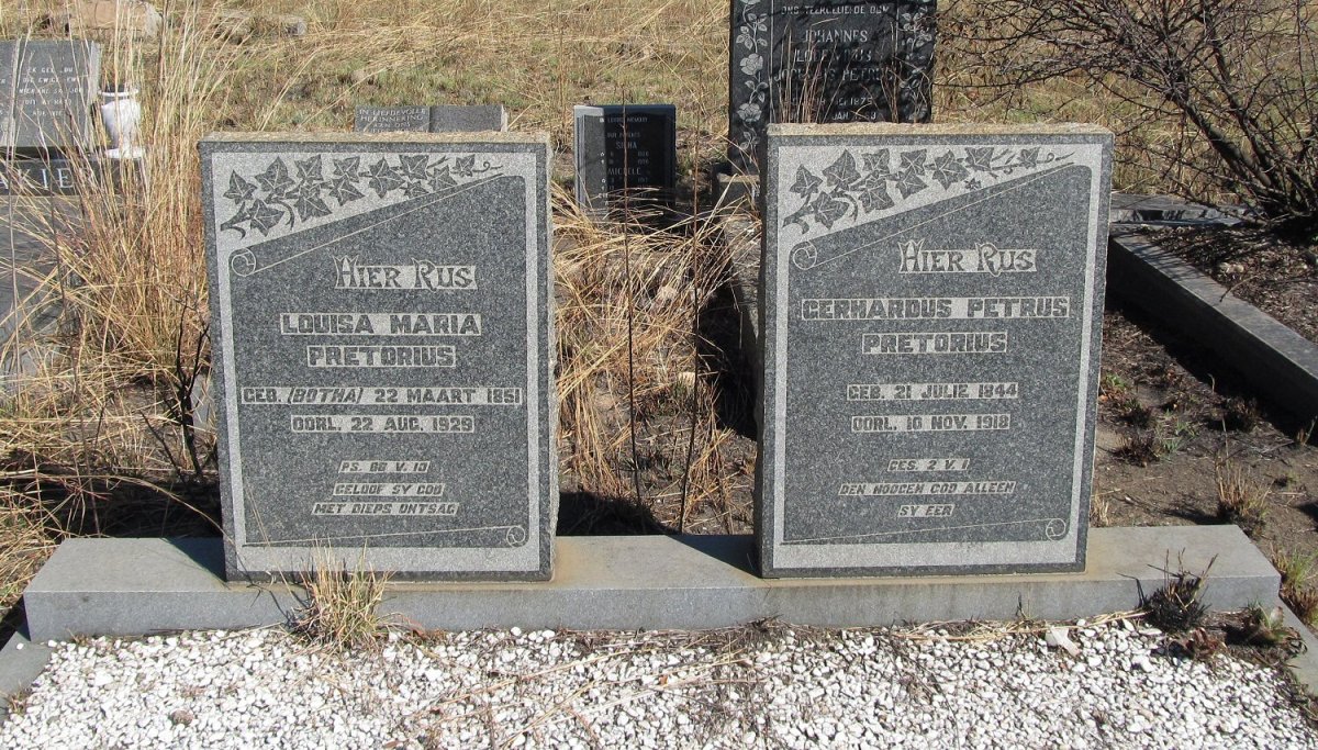 PRETORIUS Gerhardus Petrus 1844-1918 &amp; Louisa Maria BOTHA 1851-1929