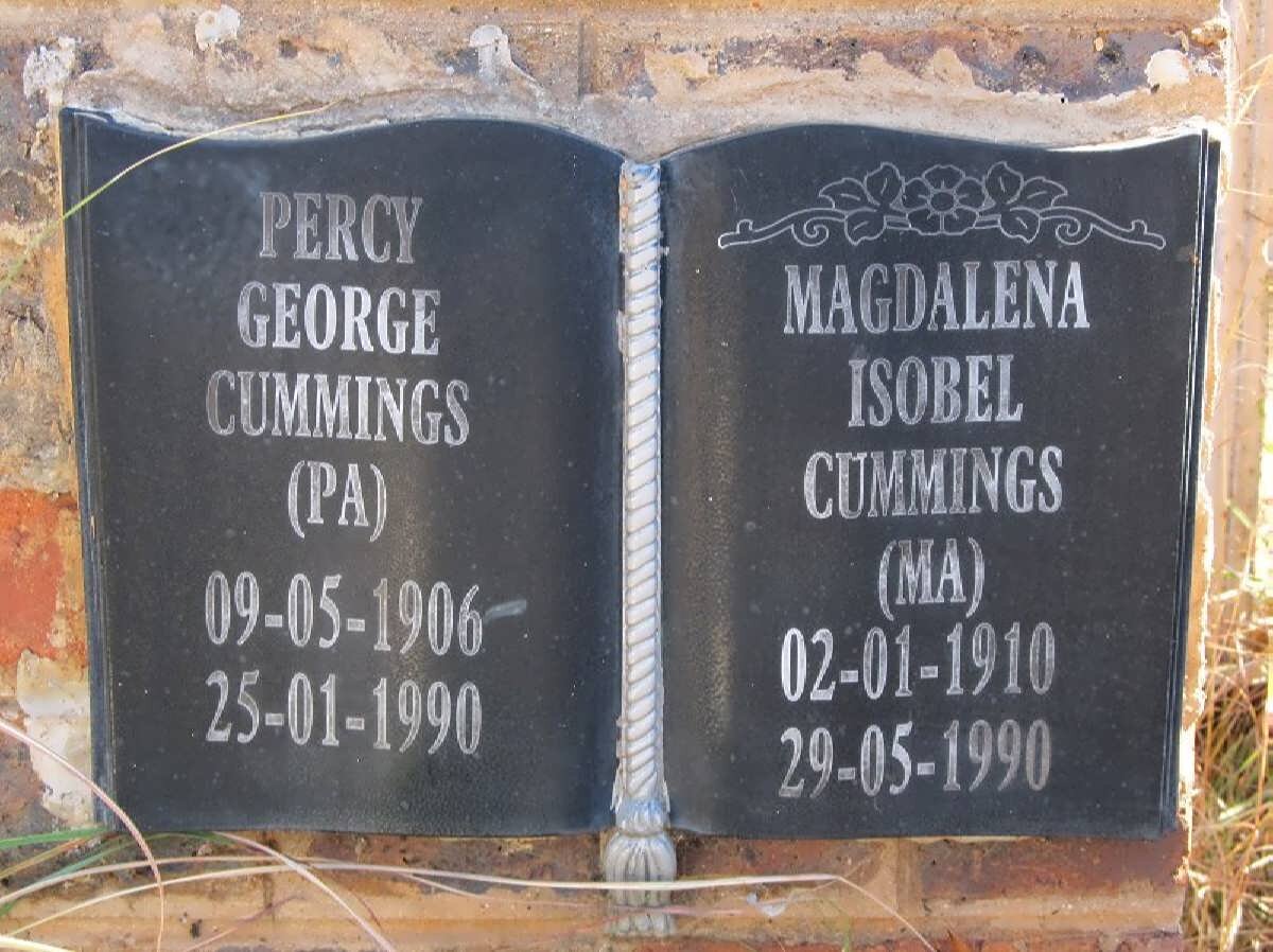 CUMMINGS Percy George 1906-1990 &amp; Magdalena Isobel 1910-1990