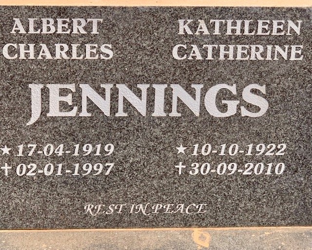 JENNINGS Albert Charles 1919-1997 &amp; Kathleen Catherine 1922-2010