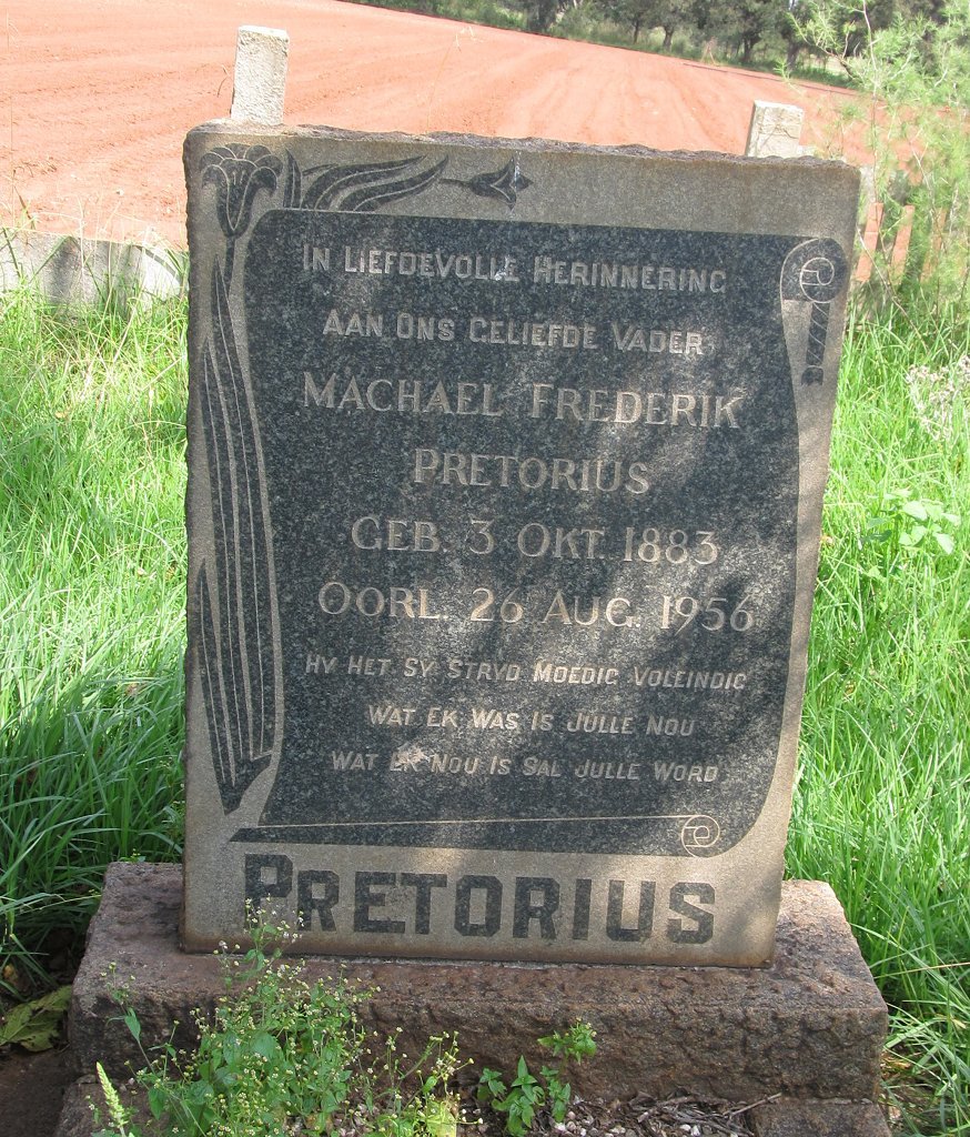 PRETORIUS Machael Frederik 1883-1956