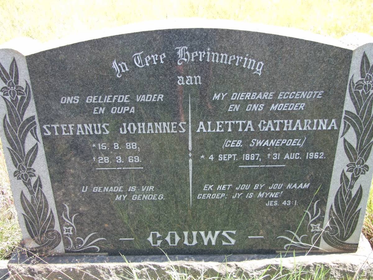 GOUWS Stefanus Johannes 1888-1969 &amp; Aletta Catharina SWANEPOEL 1887-1962