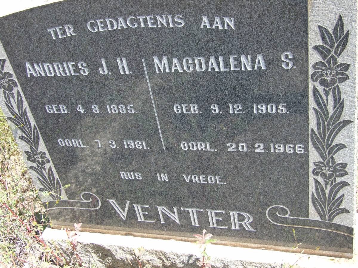 VENTER Andries J.H. 1885-1961 &amp; Magdalena S. 1905-1966