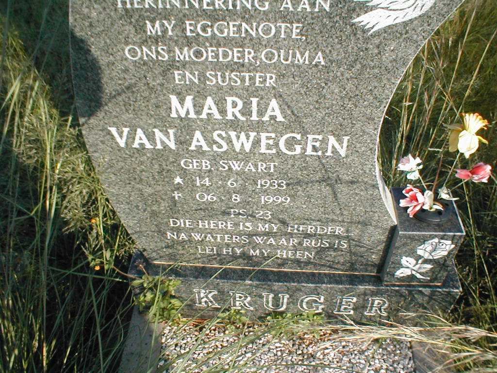 KRUGER Maria van Aswegen nee SWART 1933-1999