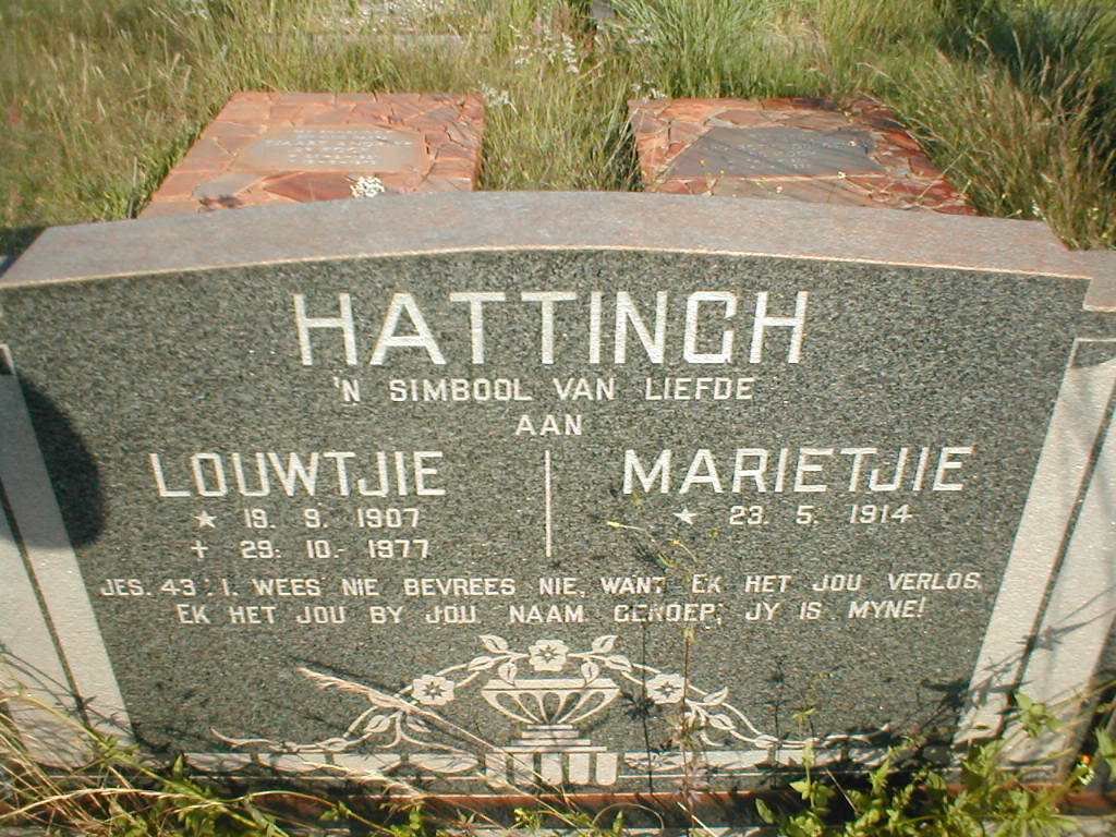 HATTINGH Louwtjie 1907-1977 &amp; Marietjie 1914-