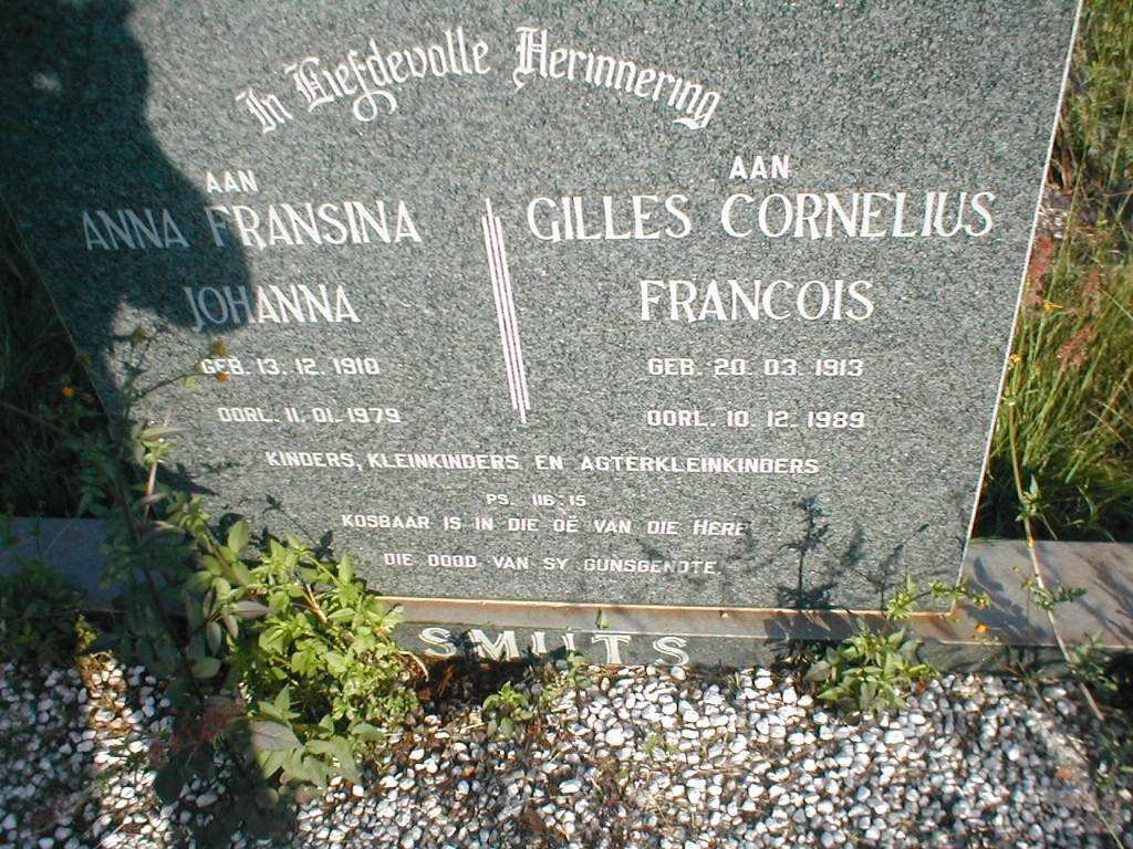 SMUTS Gilles Cornelius Francois 1913-1989 &amp; Anna Fransina Johanna 1918-1979