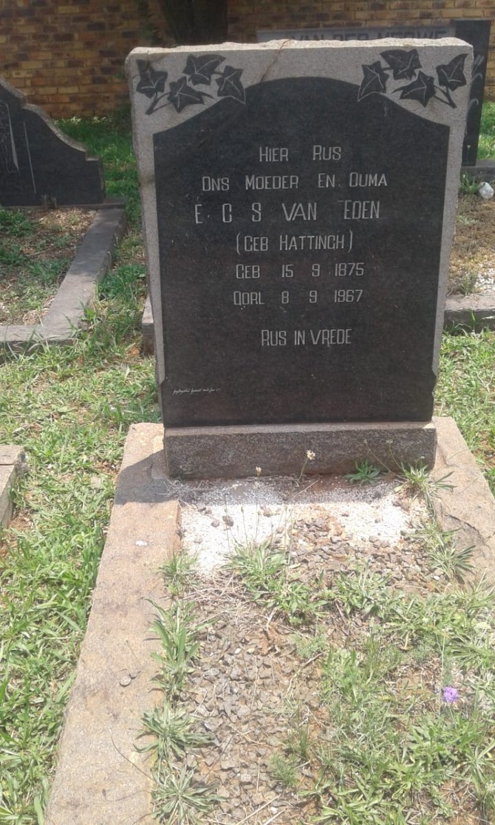 EDEN E.C.S., van nee HATTINGH 1875-1967