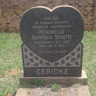 GERICKE Petronella Dorothea Schutte nee ERASMUS 1897-1960