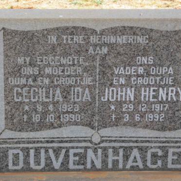 DUVENHAGE John Henry 1917-1992 &amp; Cecilia Ida 1923-1990