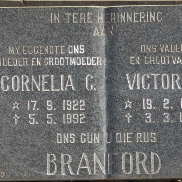 BRANFORD Victor G. 1922-1994 &amp; Cornelia C.1922-1992