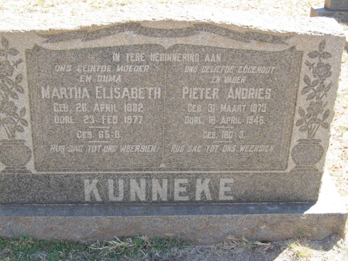 KUNNEKE Pieter Andries 1873-1946 &amp; Martha Elisabeth 1882-1977