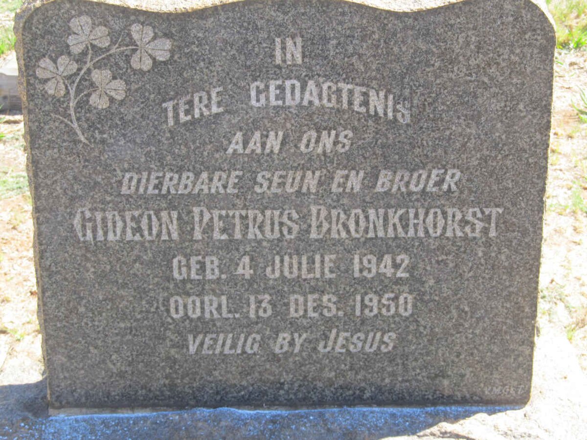 BRONKHORST Gideon Petrus 1942-1950