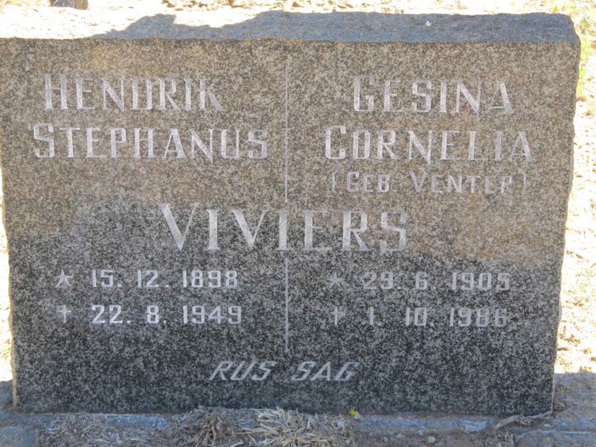 VIVIERS Hendrik Stephanus 1898-1949 &amp; Gesina Cornelia VENTER 1905-1986