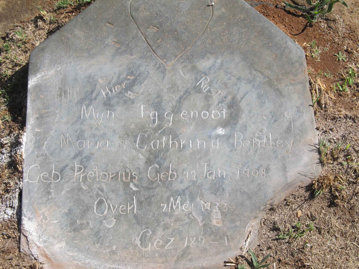 BENTLEY Maria Cathrina nee PRETORIUS 1908-1933