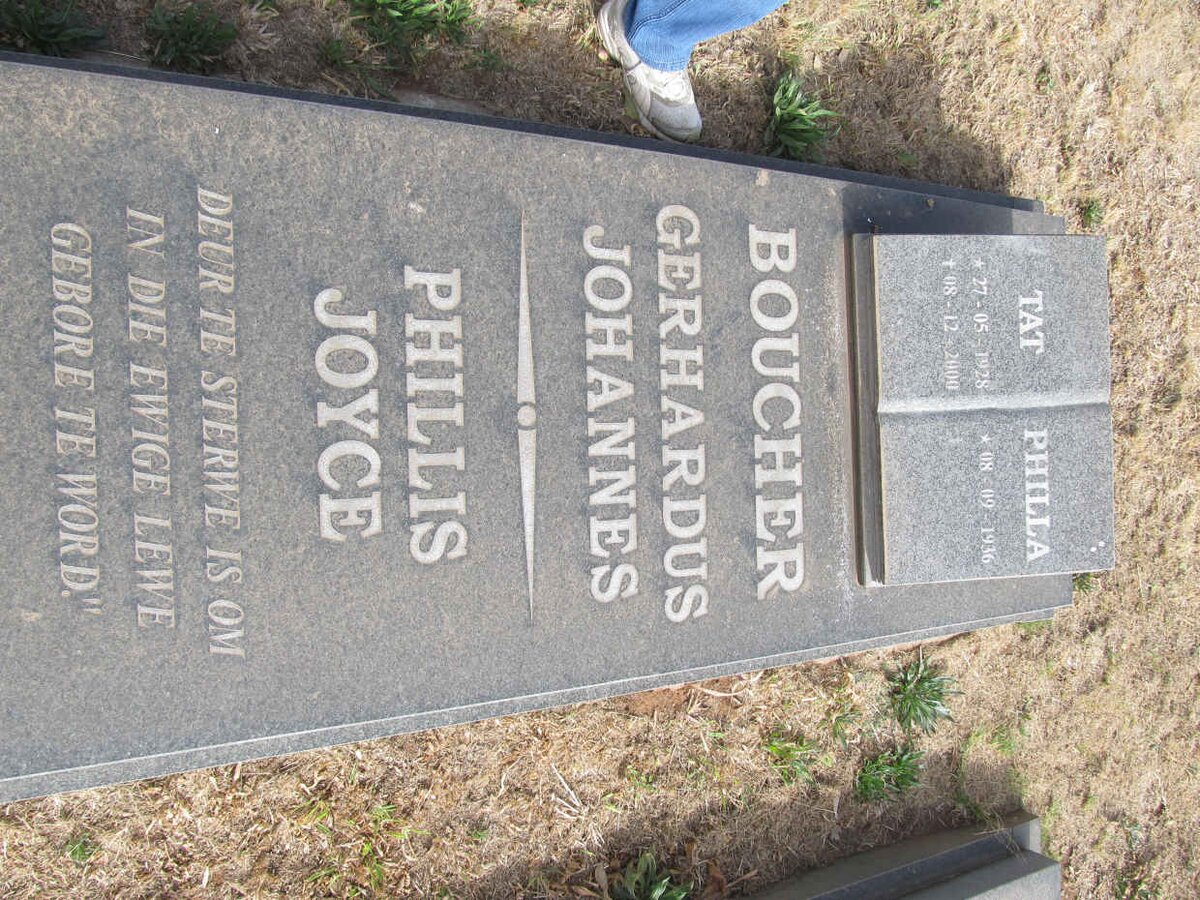 BOUCHER Gerhardus Johannes 1928-2000 &amp; Phillis Joyce 1936-