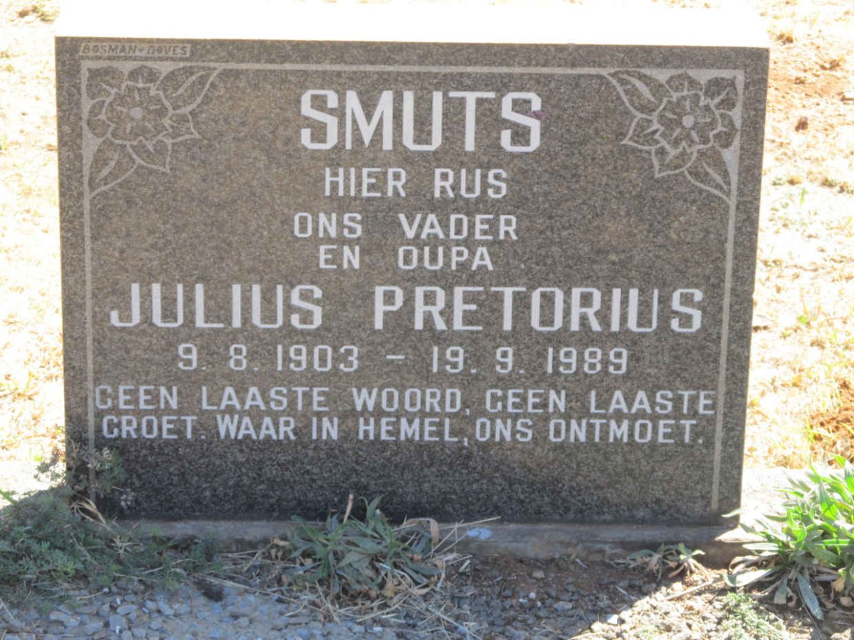 SMUTS Julius Pretorius 1903-1989 &amp; Aletta Dorathea 1905-1979