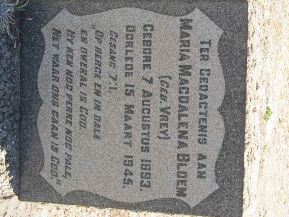 BLOEM Maria Magdalena nee VREY 1893-1945