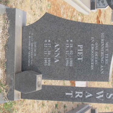 SWART Piet 1980-1996 &amp; Anna 1930-1993