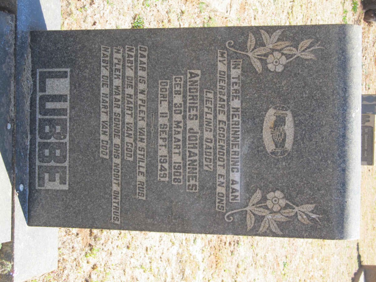 LUBBE Andries Johannes 1908-1949