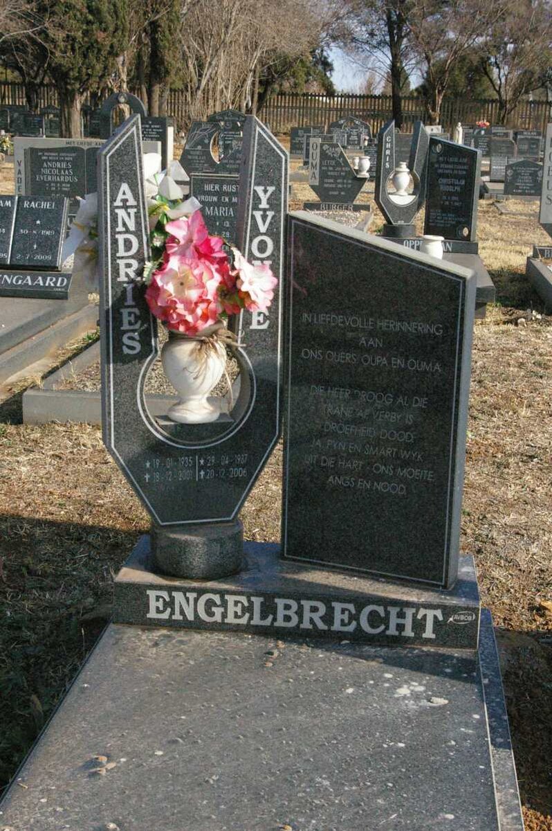 ENGELBRECHT Andries 1935-2001 &amp; Yvonne 1937-2006