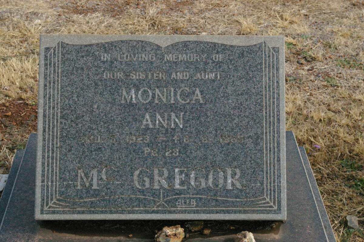 McGREGOR Monica Ann 1923-1985