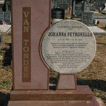 TONDER Nicolaas Hendrik, van 1941-2008 &amp; Johanna Petronella 1946-2006