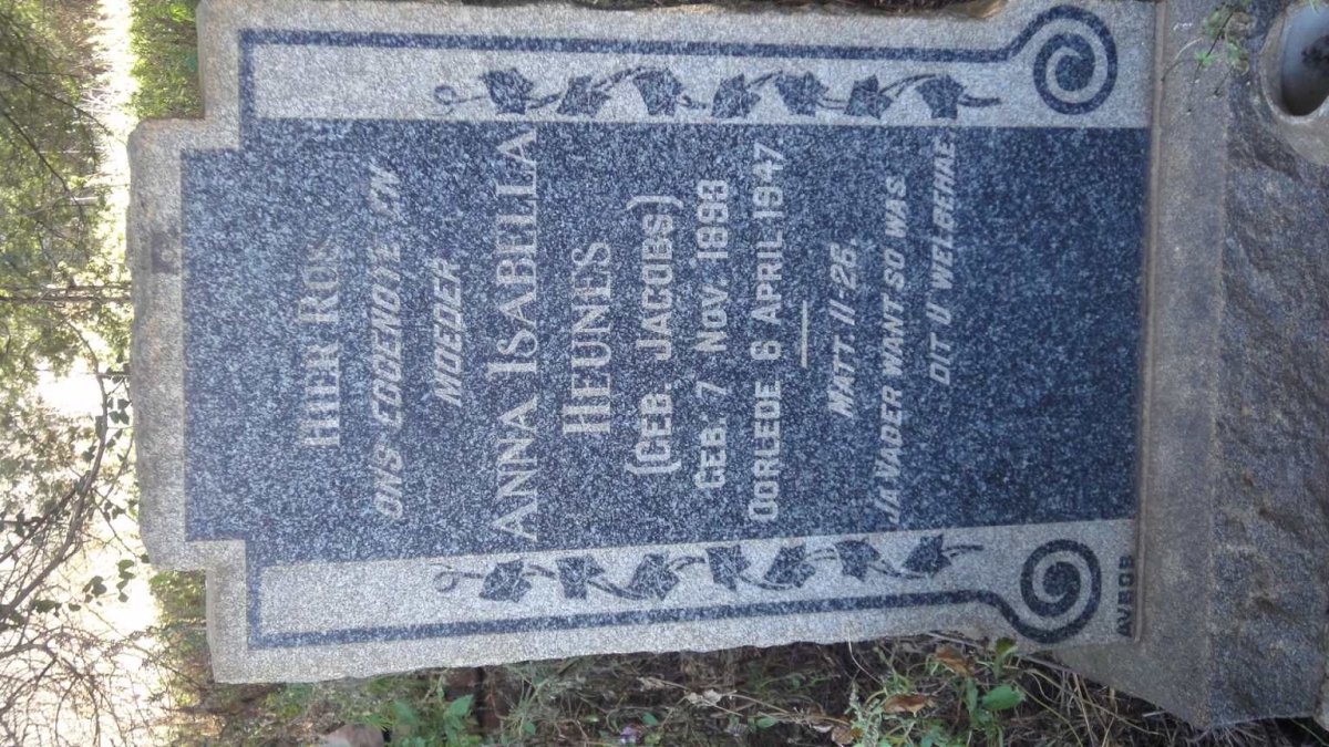 HEUNES Anna Isabella nee JACOBS 1893-1947