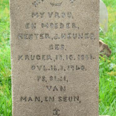 HEUNES Hester J. nee KRUGER 18??-1940