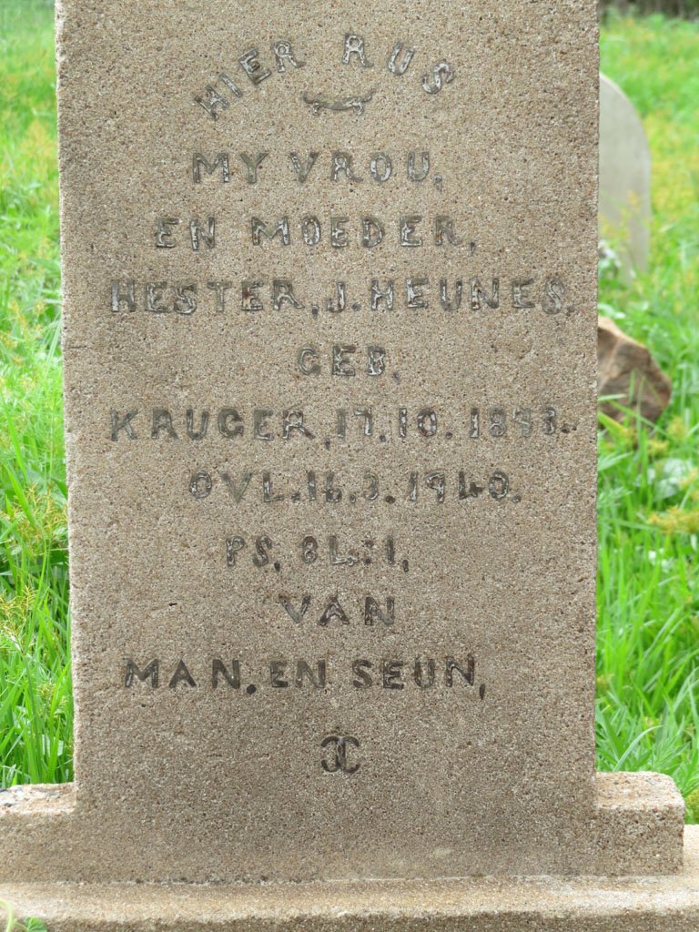 HEUNES Hester J. nee KRUGER 18??-1940