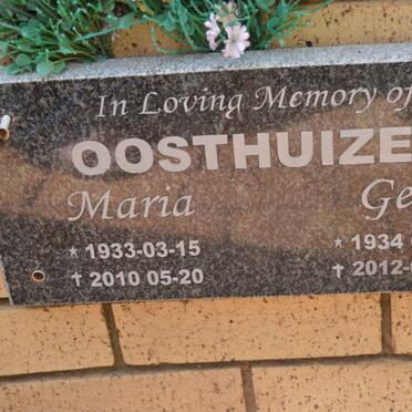 OOSTHUIZEN Gert 1934-2012 &amp; Maria 1933-2010