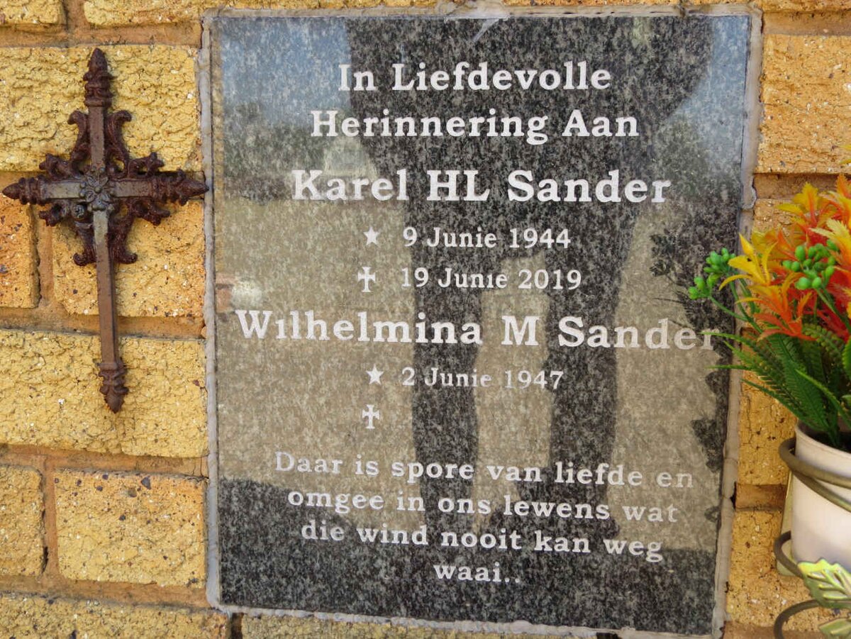 SANDER Karel H.L. 1944-2019 &amp; Wilhelmina M. 1947-