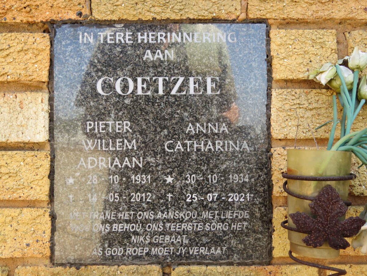 COETZEE Pieter Willem Adriaan 1931-2012 &amp; Anna Catharina 1934-2021