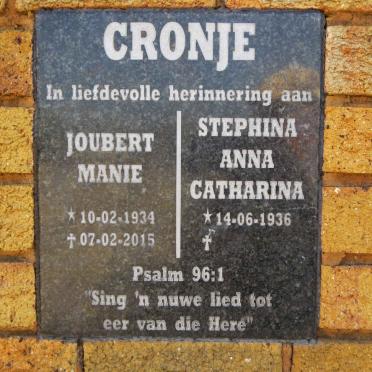CRONJE Joubert Manie 1934-2015 &amp; Stephina Anna Catharina 1936-